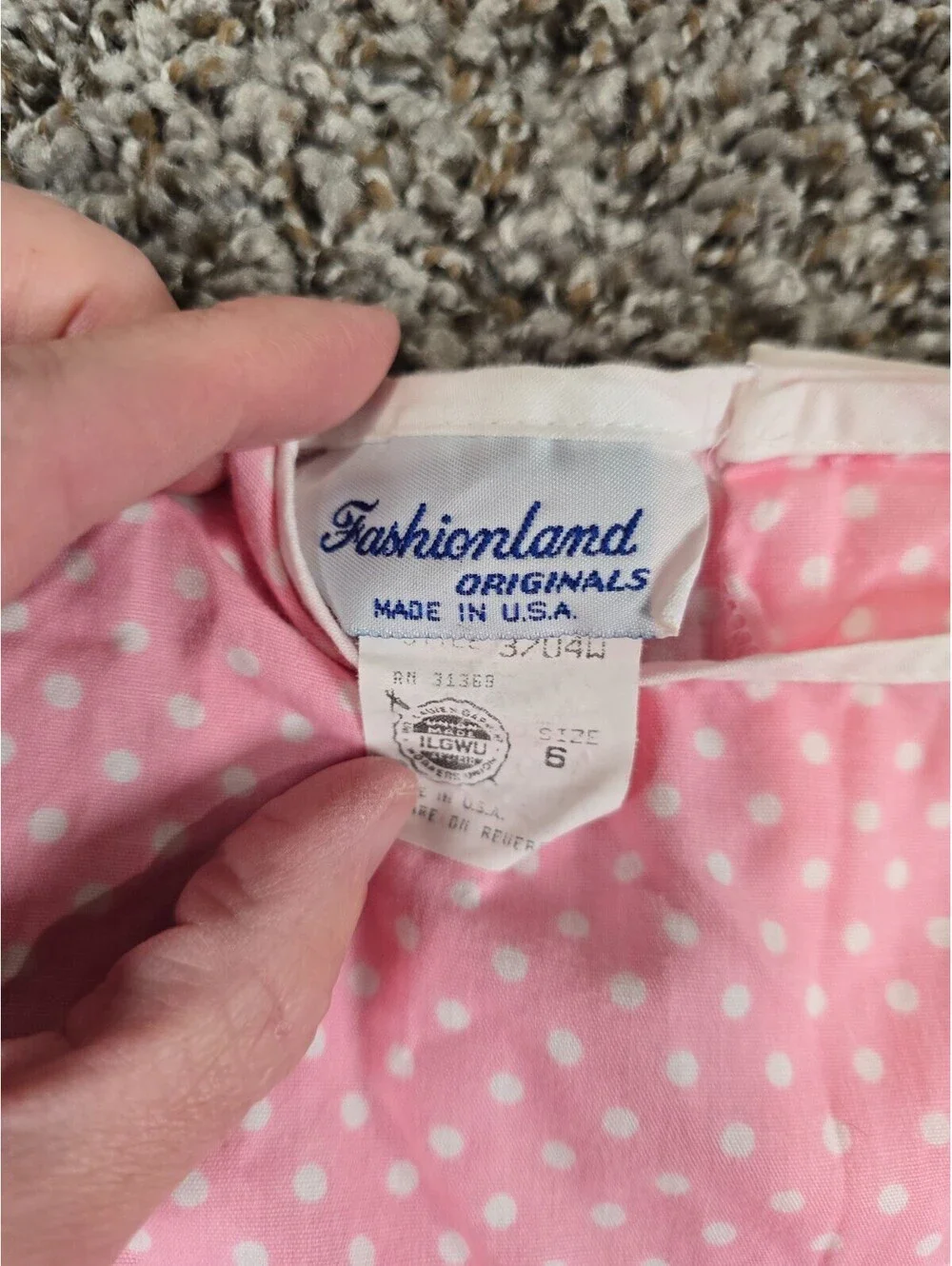 Vtg 1960s Girls Sz 6 Fashionland Dress White Pink Polka Dot Riffle Lace Pageant